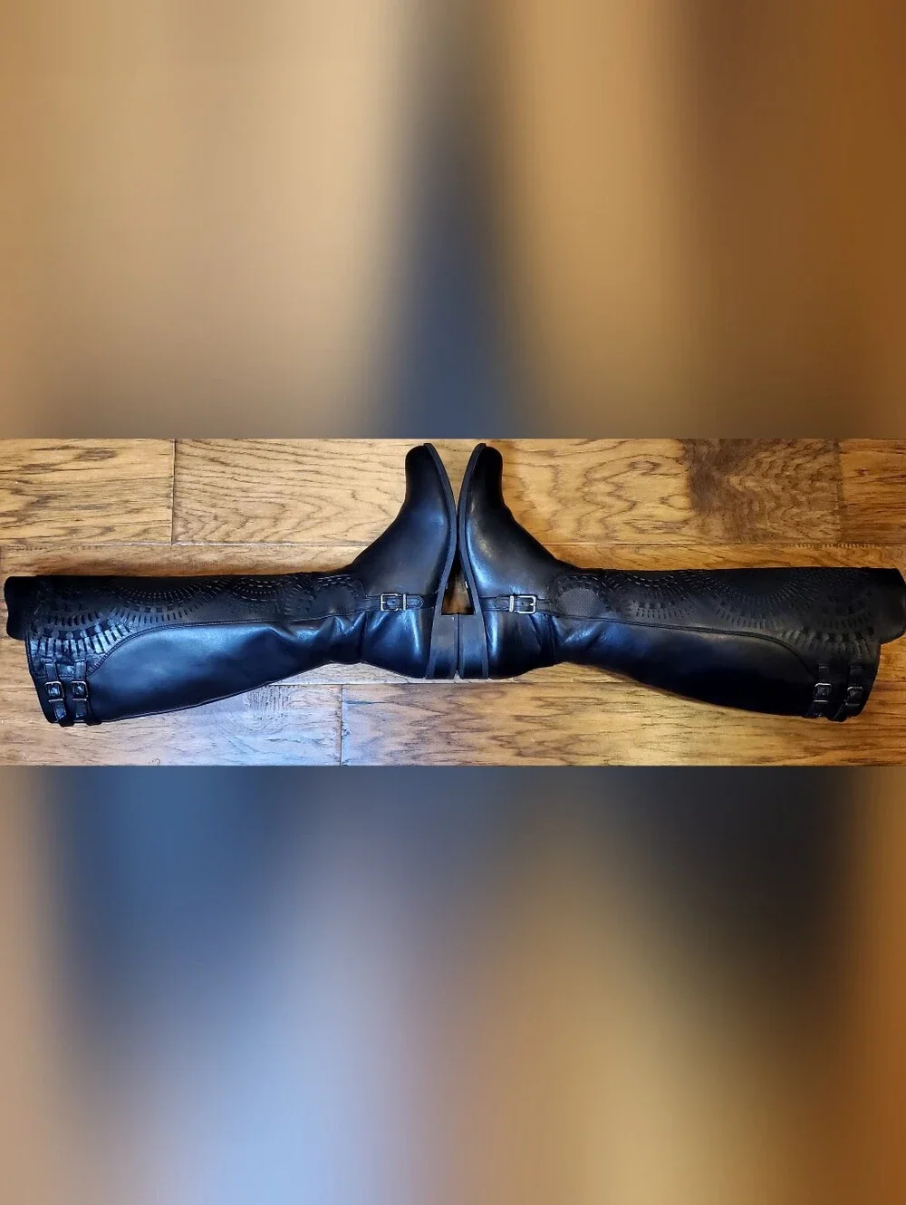 Gianni Bini Black Over-the-Knee Embossed Riding Boots Size 9.5